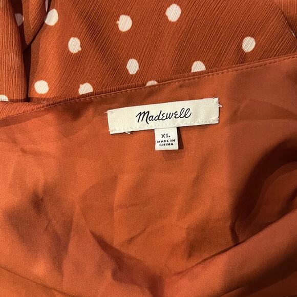 Madewell Smocked-Waist Mini Dress in Inkspot Dots Burnt Clay color Size XL - Picture 10 of 10